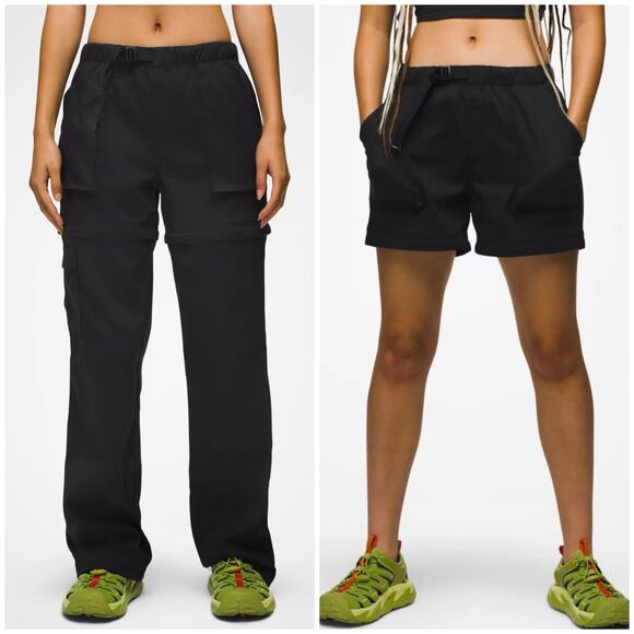 Prana Stretch Zion Convertible Pant Women's S Black Elastic Waist Zip-Off Legs - Picture 1 of 12